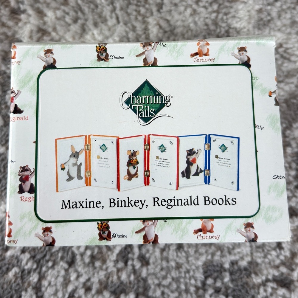 Fitz and Floyd Charming Tails Maxine Binkey Reginald Books w/Box Figurines